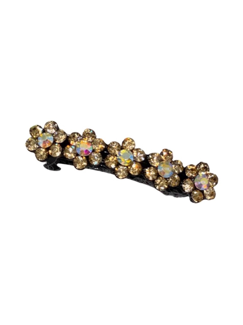 Rhinestone Flower Barrette Hair Clip - Gold FINAL PRICE DROP